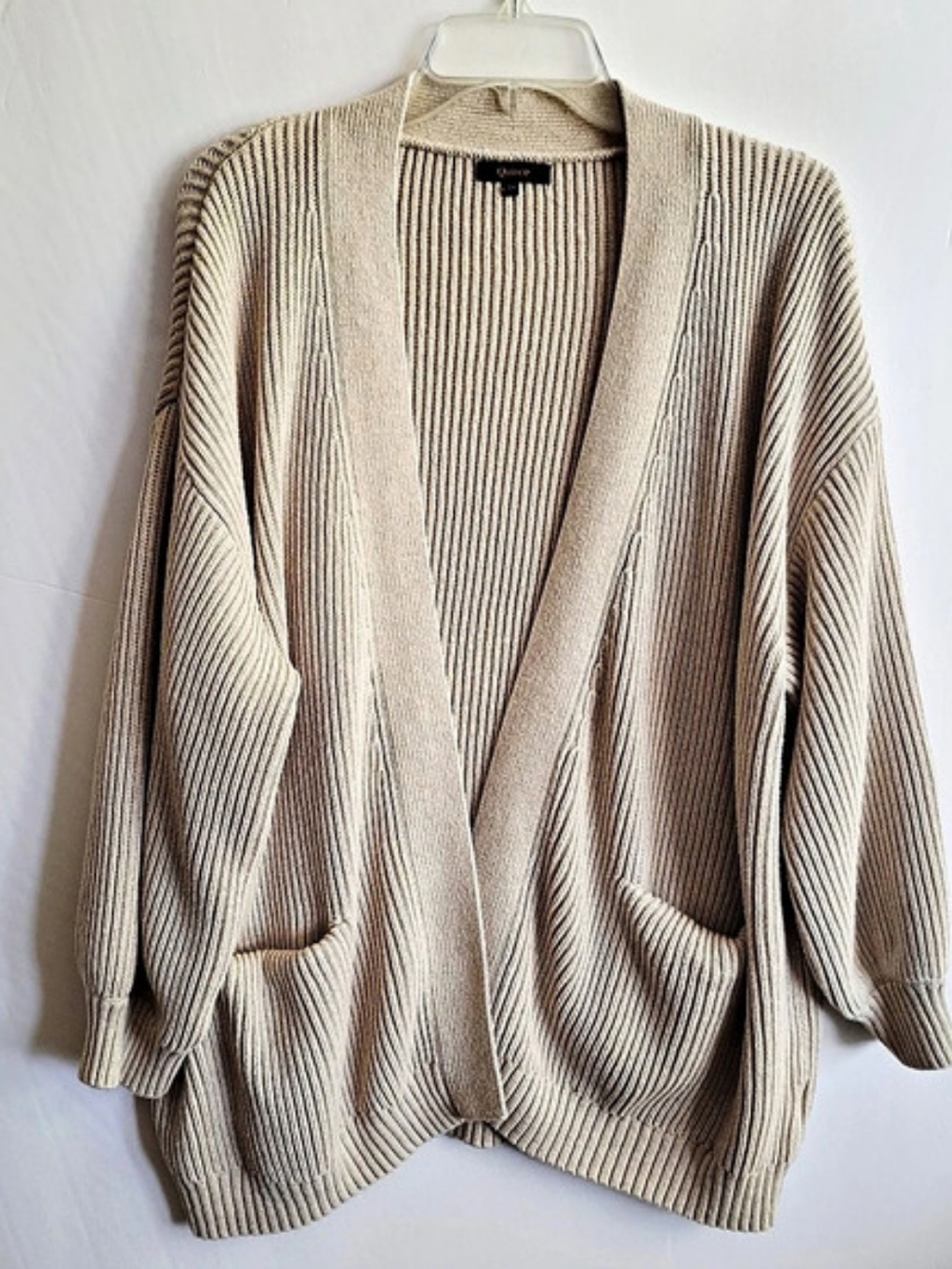 Quince Organic Cotton Oversized Cardigan Beige Size 2X